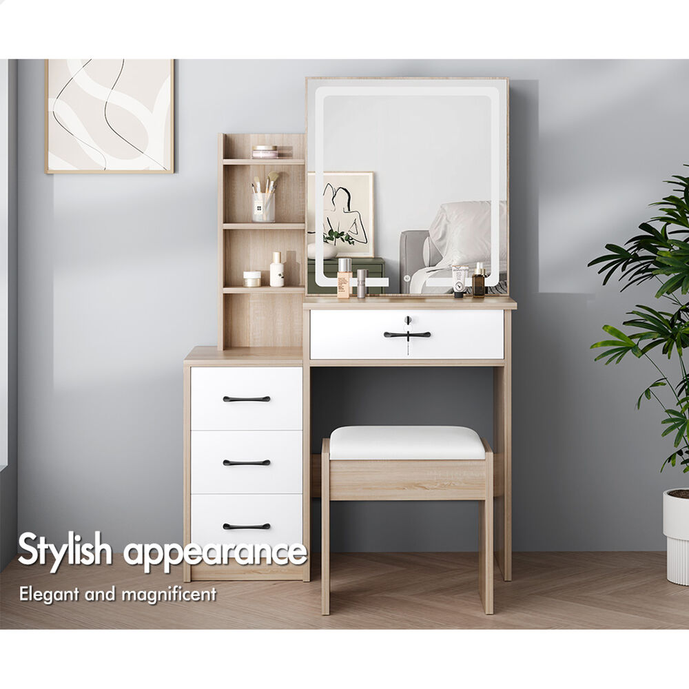 ALFORDSON Dressing Table Stool Set Makeup Mirror Vanity Desk Cabinet Wood