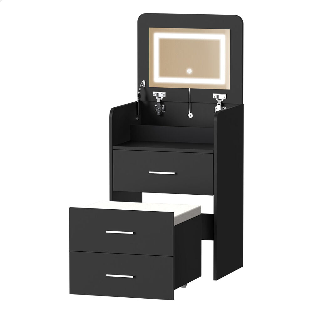 ALFORDSON Dressing Table Stool Set 2-In-1 Makeup Mirror Vanity Desk Black