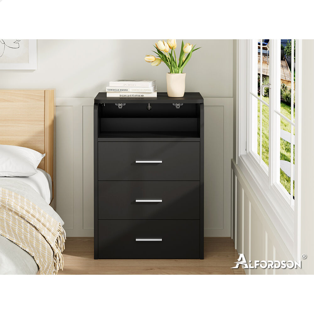 ALFORDSON Dressing Table Stool Set 3-in-1 Makeup Mirror Vanity Desk Black