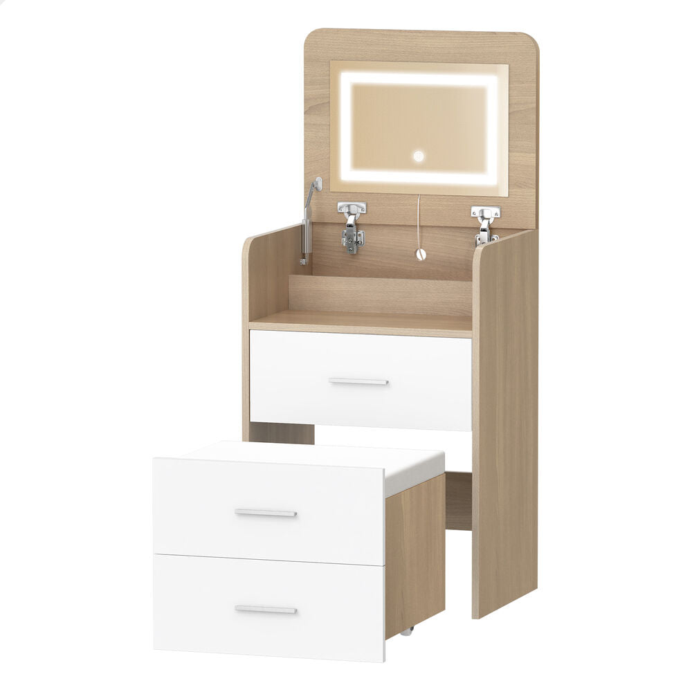 ALFORDSON Dressing Table Stool Set 2-In-1 Makeup Mirror Vanity Desk Wood