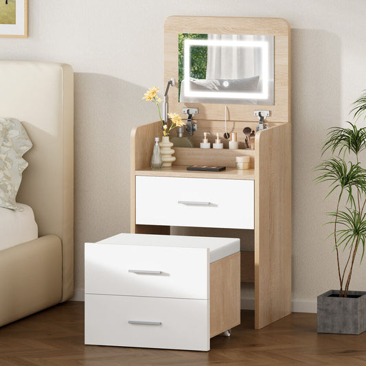 ALFORDSON Dressing Table Stool Set 3-in-1 Makeup Mirror Vanity Desk Wood