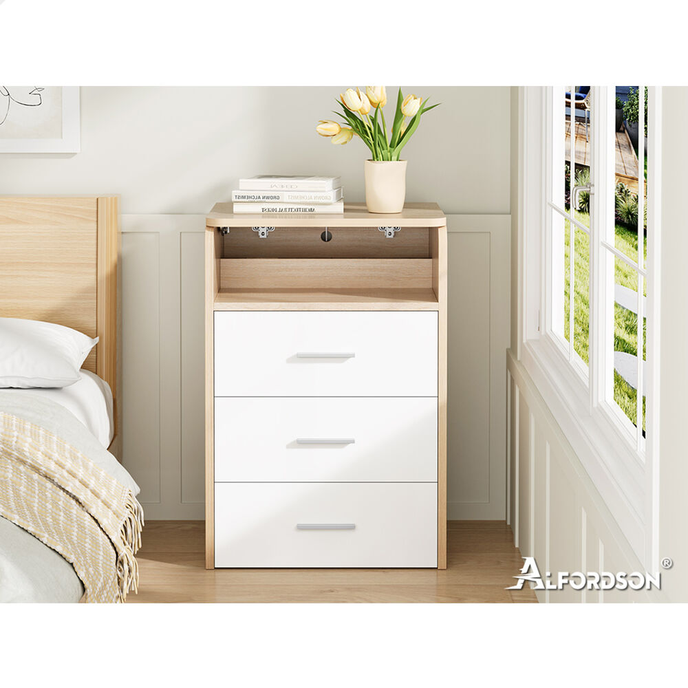 ALFORDSON Dressing Table Stool Set 3-in-1 Makeup Mirror Vanity Desk Wood