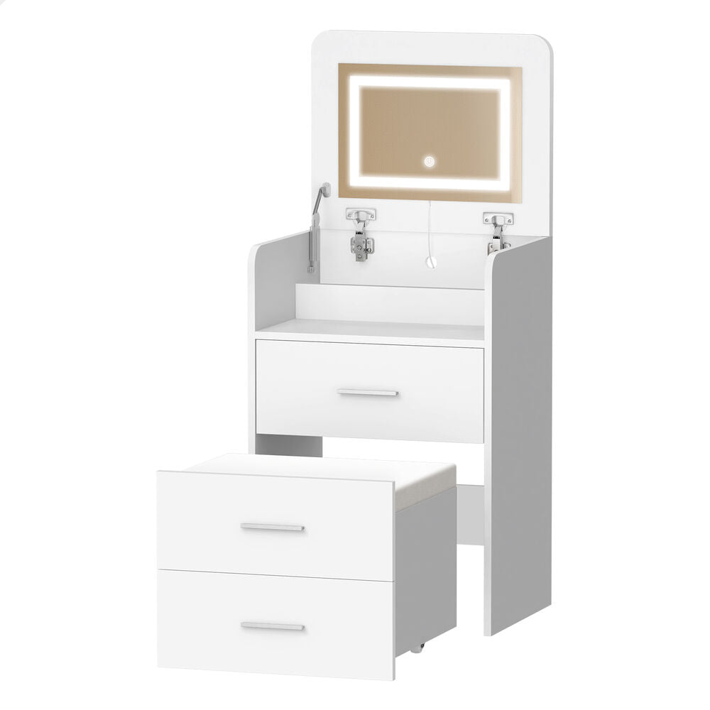 ALFORDSON Dressing Table Stool Set 2-In-1 Makeup Mirror Vanity Desk White