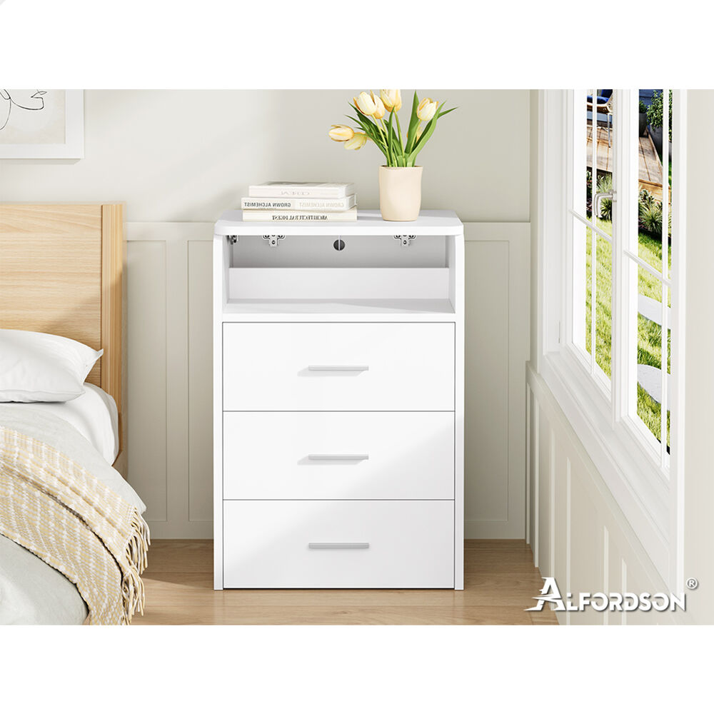 ALFORDSON Dressing Table Stool Set 3-in-1 Makeup Mirror Vanity Desk White