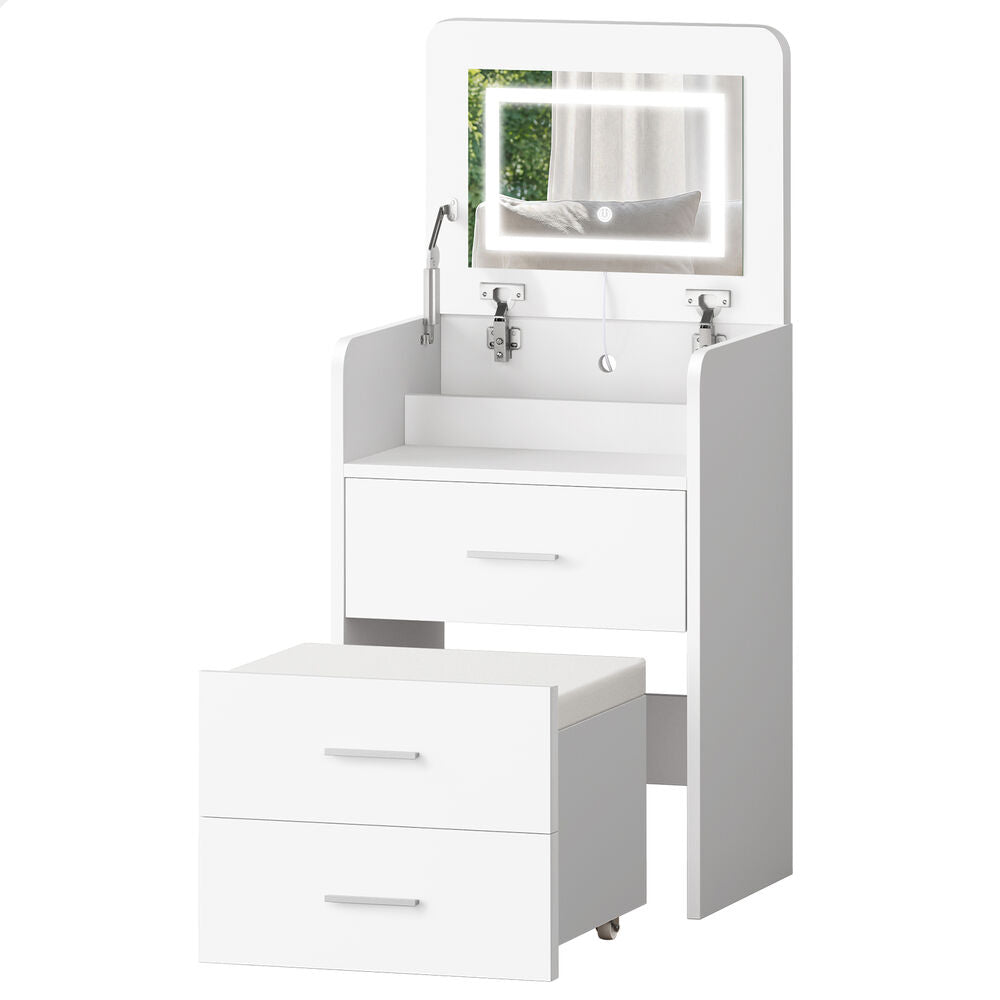 ALFORDSON Dressing Table Stool Set 3-in-1 Makeup Mirror Vanity Desk White