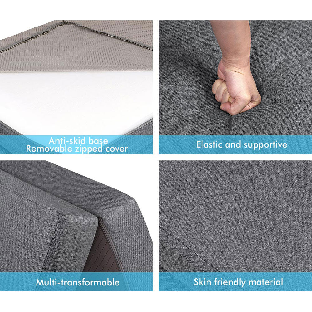 1 STARRY EUCALYPT Folding Mattress Fabric Foldable Sofa Lounge Foam Chair Portable Double
