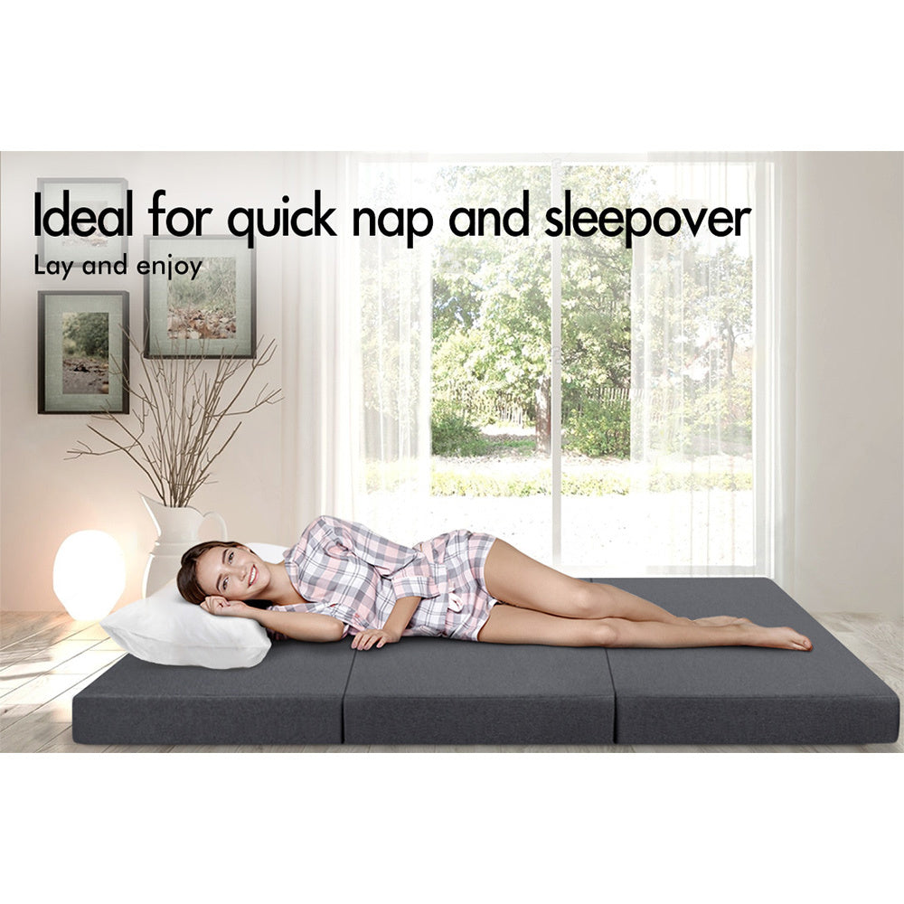 1 STARRY EUCALYPT Folding Mattress Fabric Foldable Sofa Lounge Foam Chair Portable Double