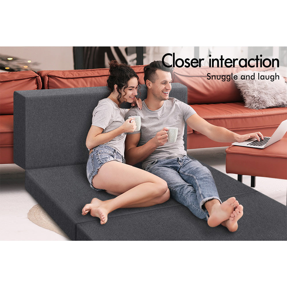 1 STARRY EUCALYPT Folding Mattress Fabric Foldable Sofa Lounge Foam Chair Portable Double