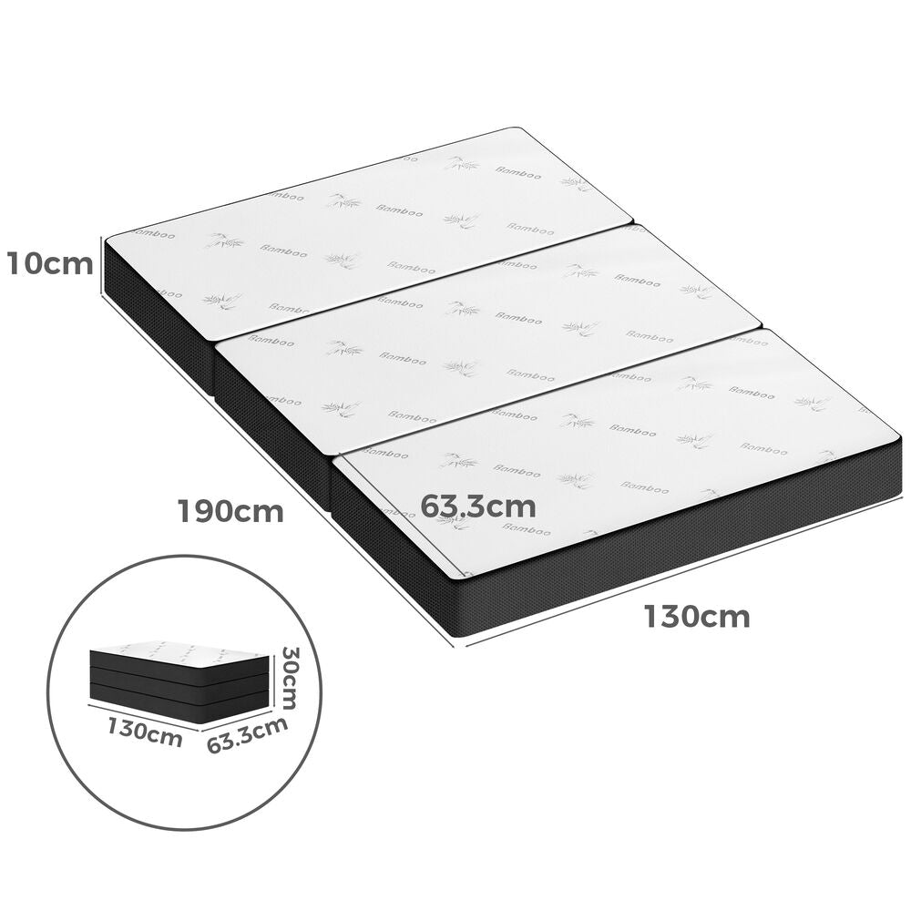 STARRY EUCALYPT Folding Mattress Mesh Bamboo Fabric Foldable Lounge Double