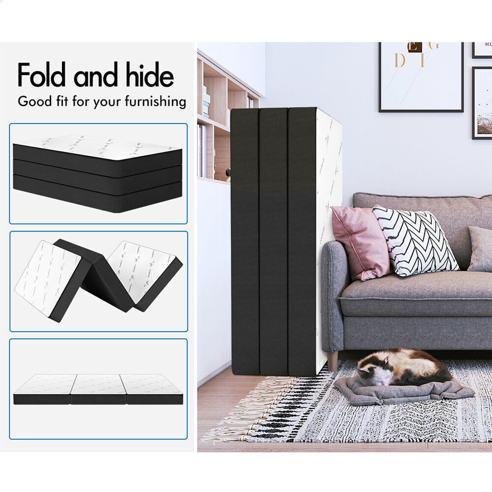 STARRY EUCALYPT Folding Mattress Mesh Bamboo Fabric Foldable Lounge Double