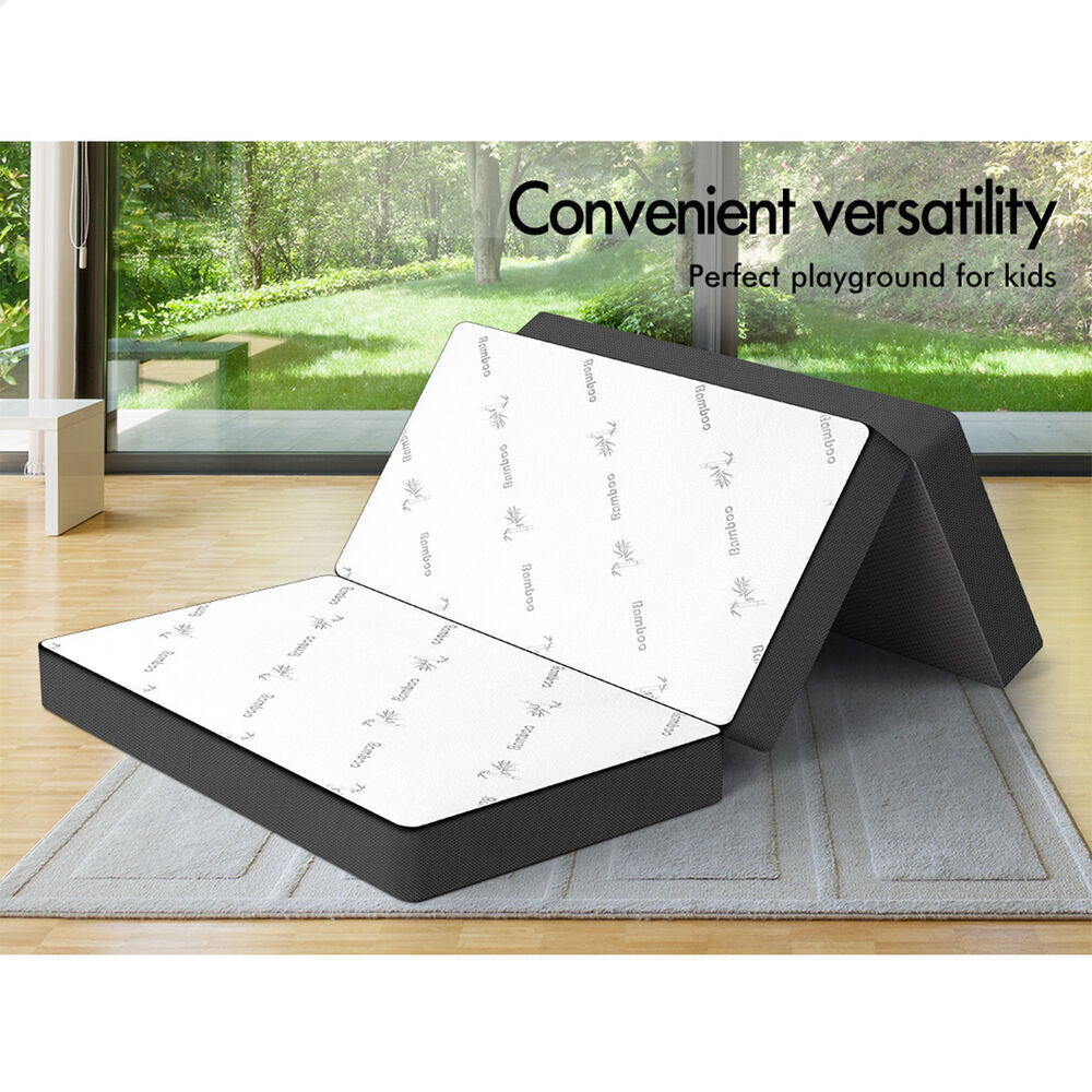 STARRY EUCALYPT Folding Mattress Mesh Bamboo Fabric Foldable Lounge Double