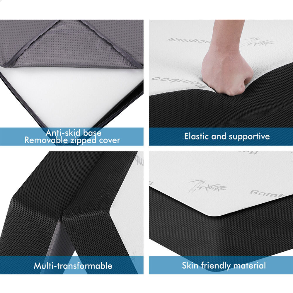 STARRY EUCALYPT Folding Mattress Mesh Bamboo Fabric Foldable Lounge Double