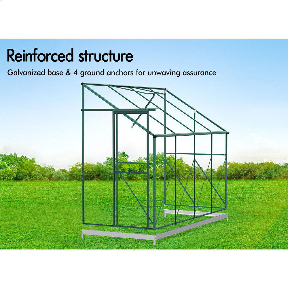 1.27x2.52x2.13M ALFORDSON Greenhouse Aluminium Polycarbonate Garden Storage Shed