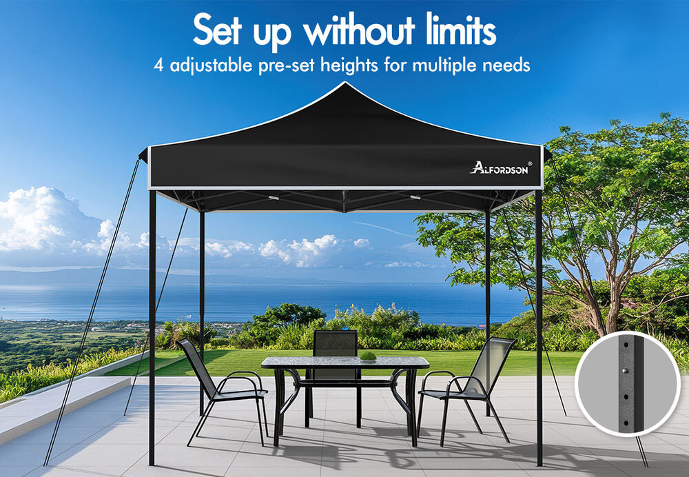 ALFORDSON Gazebo 3x3m Pop Up Marquee 600D Oxford Folding Outdoor Tent Black