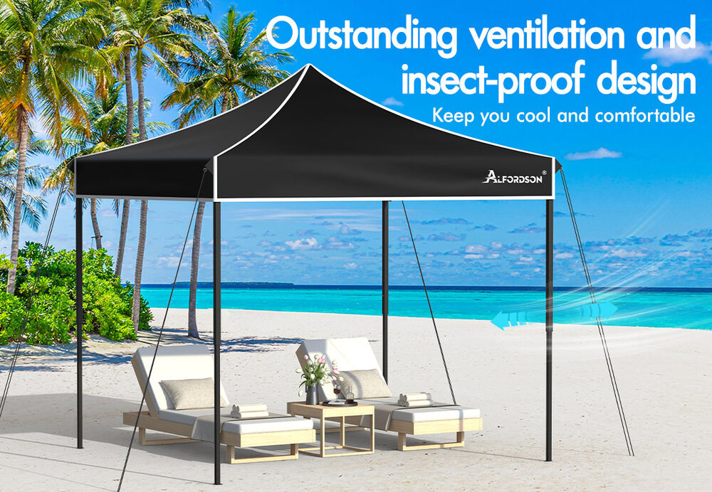 ALFORDSON Gazebo 3x3m Pop Up Marquee 600D Oxford Folding Outdoor Tent Black