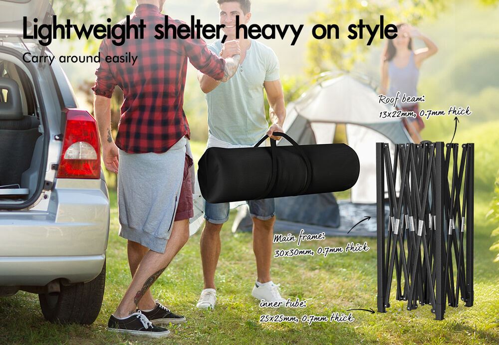 ALFORDSON Gazebo 3x3m Pop Up Marquee 600D Oxford Folding Outdoor Tent Black