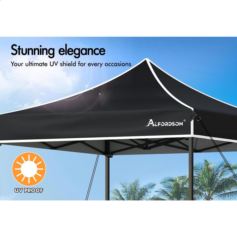 ALFORDSON Gazebo 3x3 Pop Up Tent Wedding Canopy Black