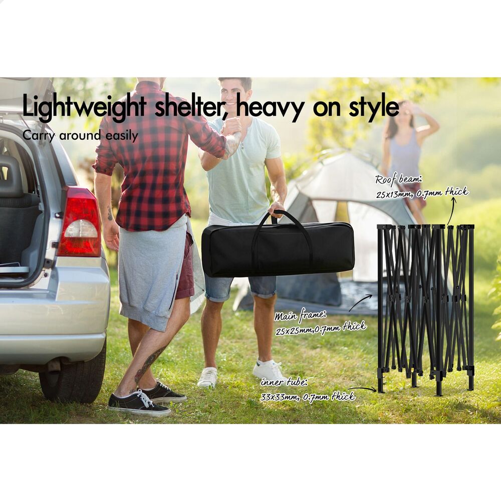 ALFORDSON Gazebo 3x3 Pop Up Tent Wedding Canopy Black