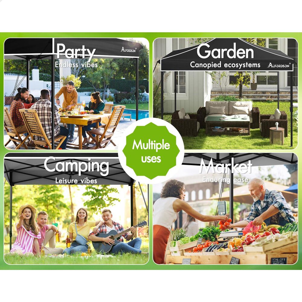 ALFORDSON Gazebo 3x3 Pop Up Tent Wedding Canopy Black