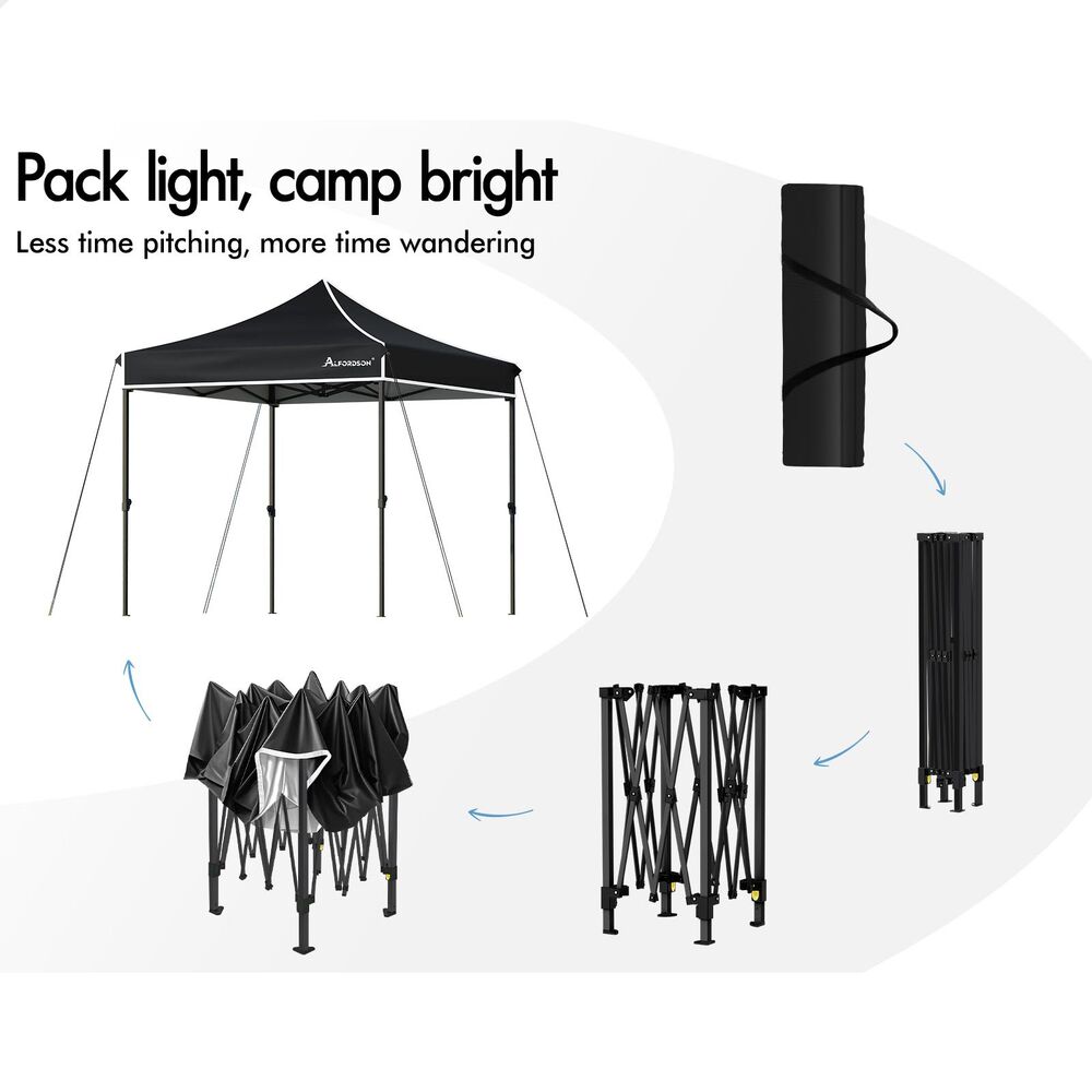 ALFORDSON Gazebo 3x3 Pop Up Tent Wedding Canopy Black