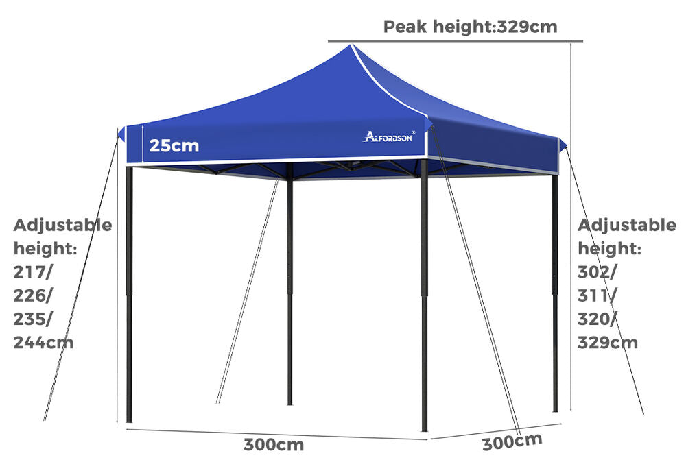 ALFORDSON Gazebo 3x3m Pop Up Marquee 600D Oxford Folding Outdoor Tent Blue