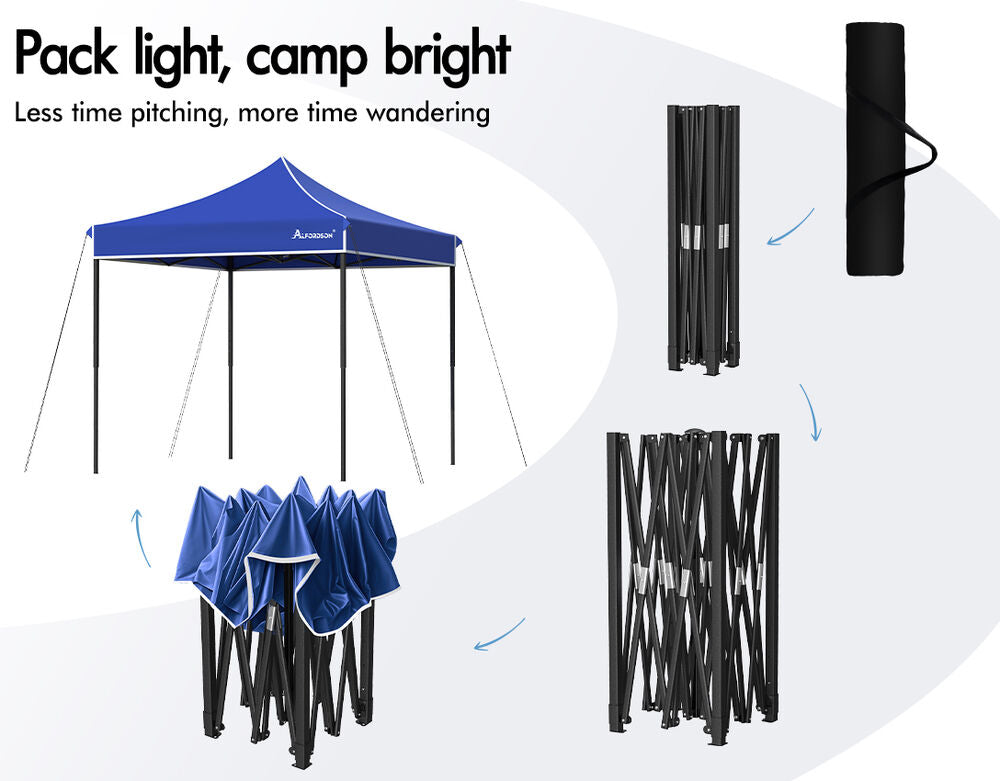 ALFORDSON Gazebo 3x3m Pop Up Marquee 600D Oxford Folding Outdoor Tent Blue