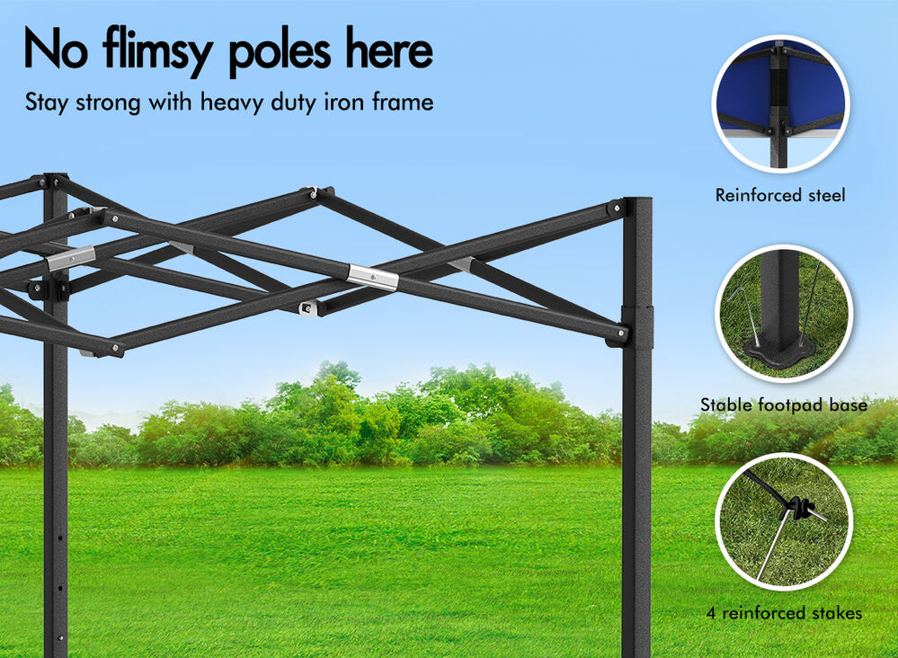 ALFORDSON Gazebo 3x3m Pop Up Marquee 600D Oxford Folding Outdoor Tent Blue