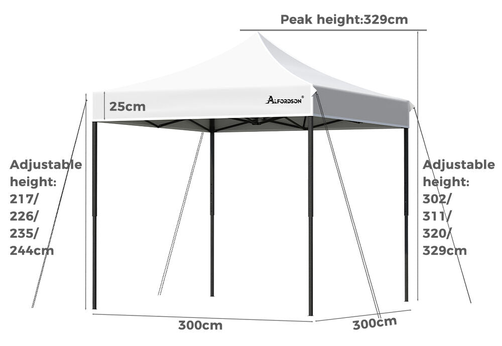 ALFORDSON Gazebo 3x3m Pop Up Marquee 600D Oxford Folding Outdoor Tent White