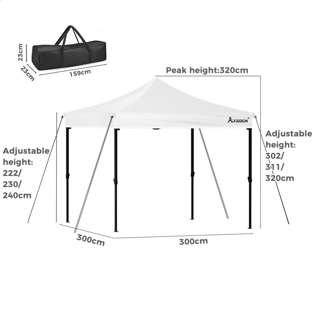 ALFORDSON Gazebo 3x3 Pop Up Tent Wedding Canopy White