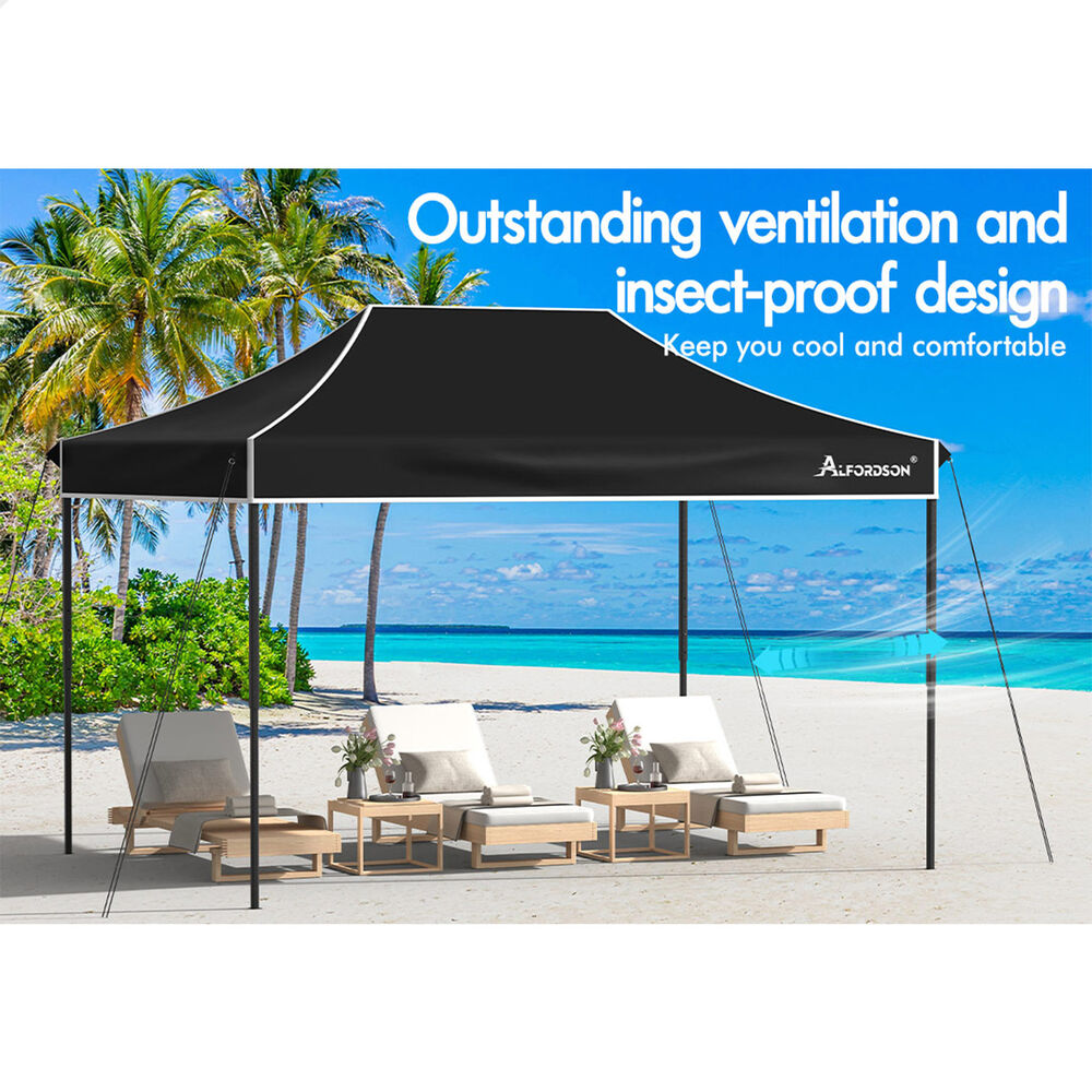 ALFORDSON Gazebo 4.5x3m Pop Up Marquee 600D Oxford Folding Outdoor Tent Black