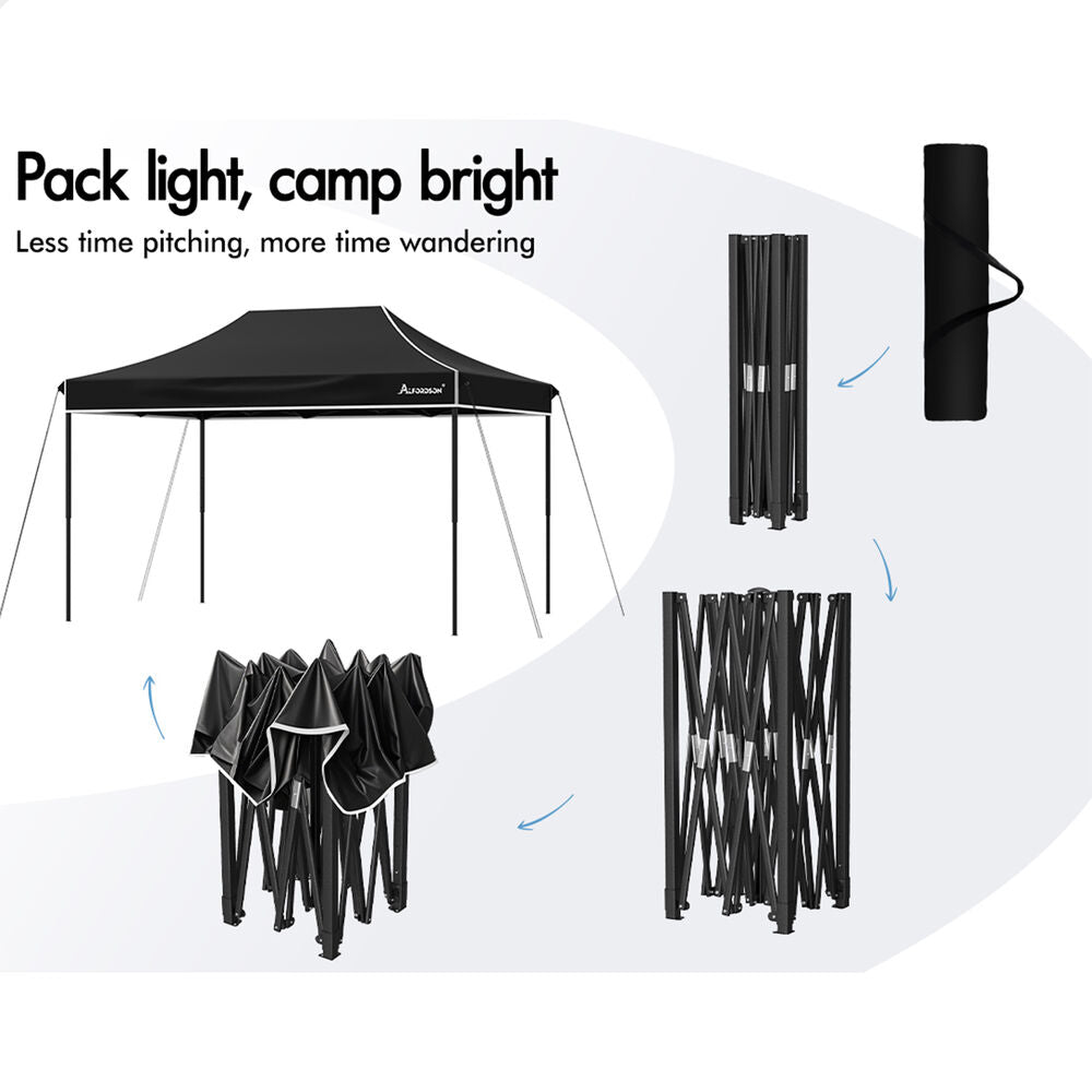 ALFORDSON Gazebo 4.5x3m Pop Up Marquee 600D Oxford Folding Outdoor Tent Black