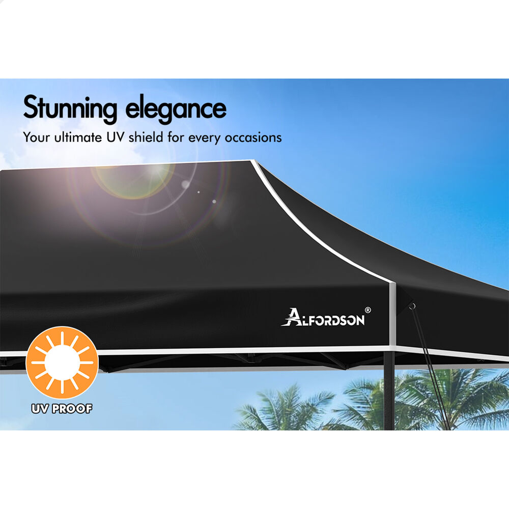 ALFORDSON Gazebo 4.5x3m Pop Up Marquee 600D Oxford Folding Outdoor Tent Black