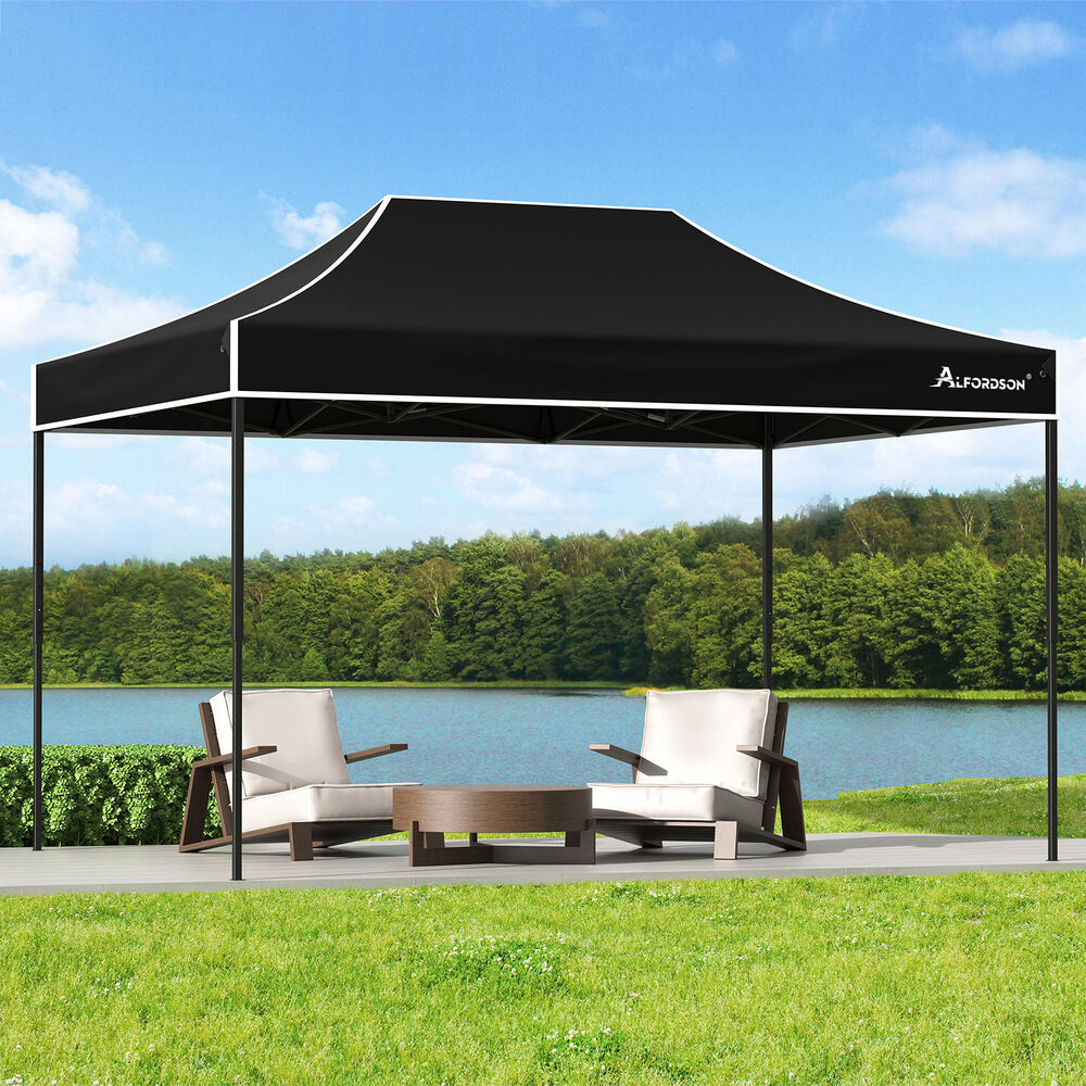 ALFORDSON Gazebo 4.5x3m Pop Up Marquee 600D Oxford Folding Outdoor Tent Black