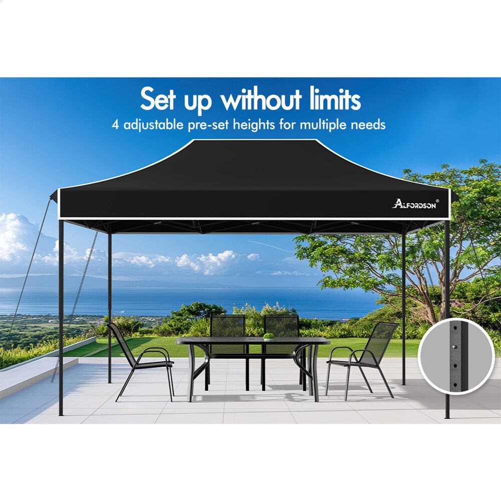 ALFORDSON Gazebo 4.5x3m Pop Up Marquee 600D Oxford Folding Outdoor Tent Black