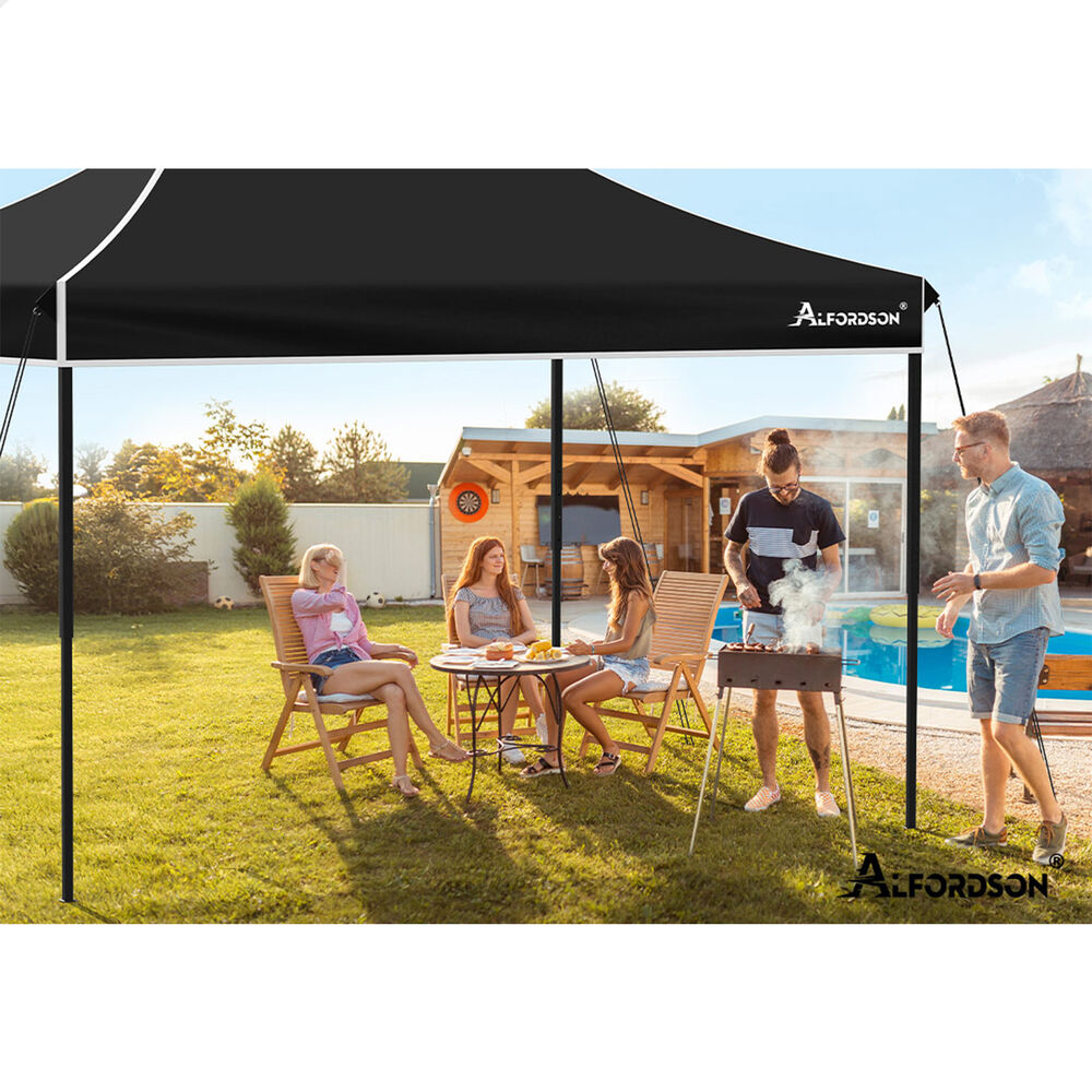 ALFORDSON Gazebo 4.5x3m Pop Up Marquee 600D Oxford Folding Outdoor Tent Black