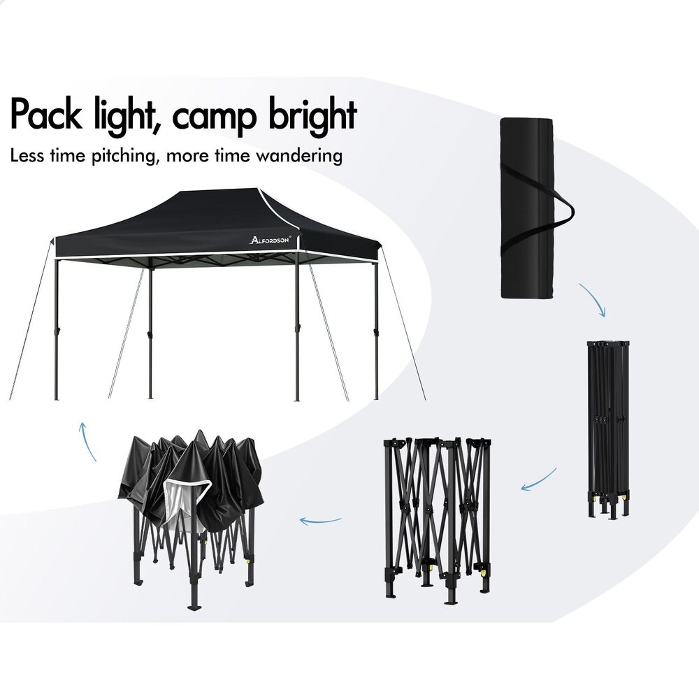 ALFORDSON Gazebo 3x4.5 Pop Up Tent Wedding Canopy Black