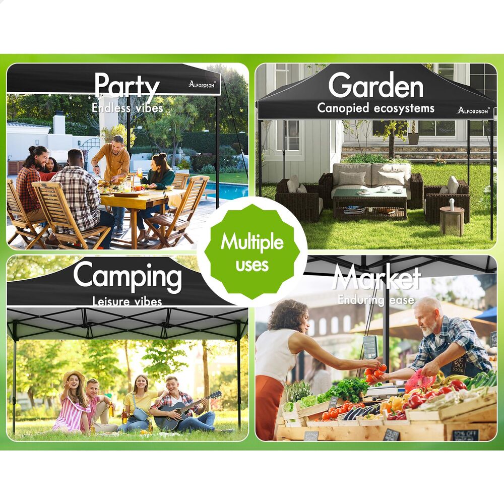 ALFORDSON Gazebo 3x4.5 Pop Up Tent Wedding Canopy Black