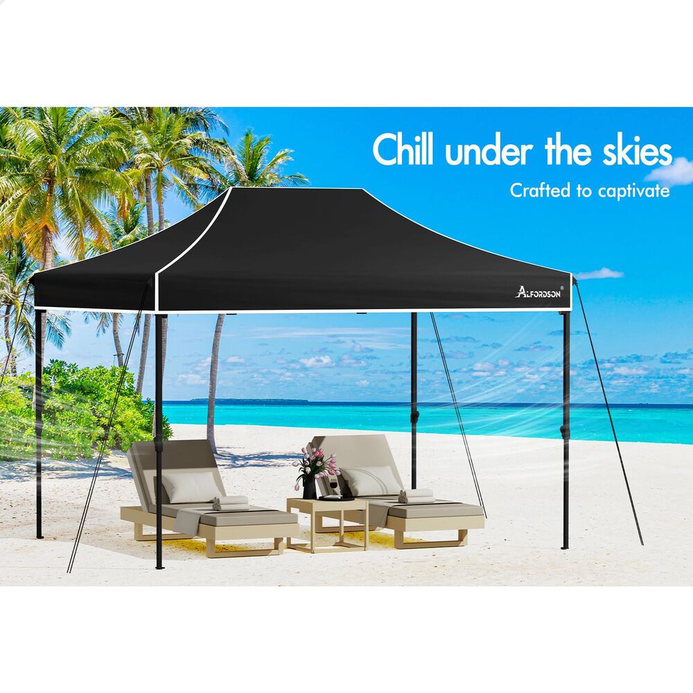 ALFORDSON Gazebo 3x4.5 Pop Up Tent Wedding Canopy Black