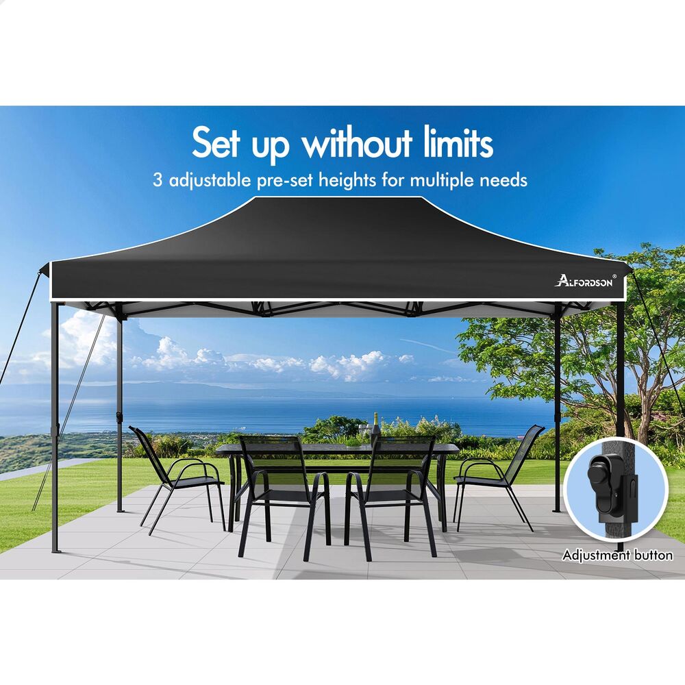ALFORDSON Gazebo 3x4.5 Pop Up Tent Wedding Canopy Black