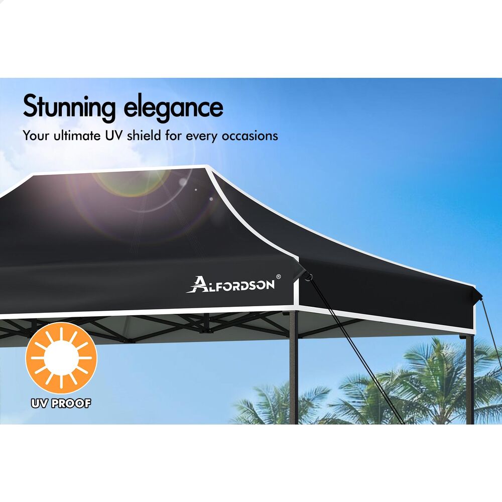 ALFORDSON Gazebo 3x4.5 Pop Up Tent Wedding Canopy Black