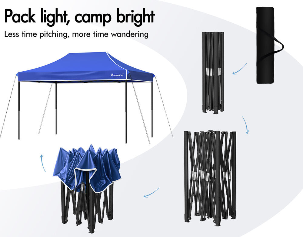 ALFORDSON Gazebo 4.5x3m Pop Up Marquee 600D Oxford Folding Outdoor Tent Blue