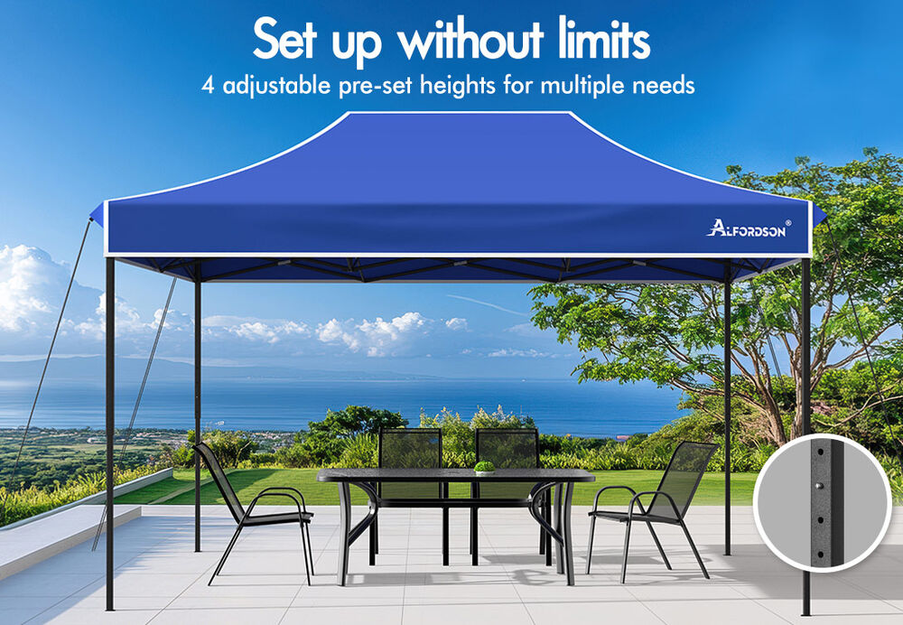 ALFORDSON Gazebo 4.5x3m Pop Up Marquee 600D Oxford Folding Outdoor Tent Blue