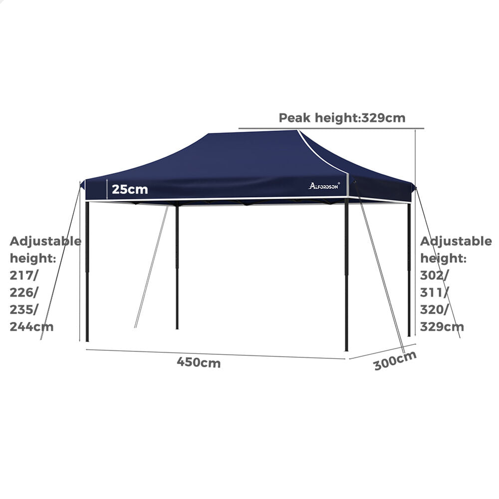 ALFORDSON Gazebo 4.5x3m Pop Up Marquee 600D Oxford Folding Outdoor Tent Navy