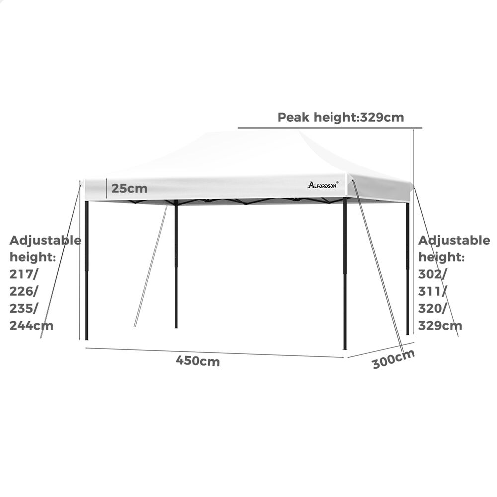 ALFORDSON Gazebo 4.5x3m Pop Up Marquee 600D Oxford Folding Outdoor Tent White