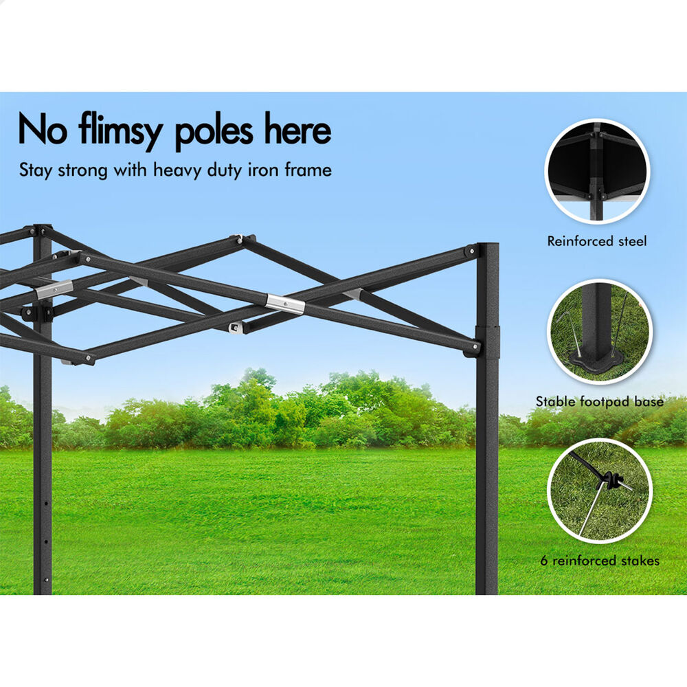 ALFORDSON Gazebo 6x3m Pop Up Marquee 600D Oxford Folding Outdoor Tent Black