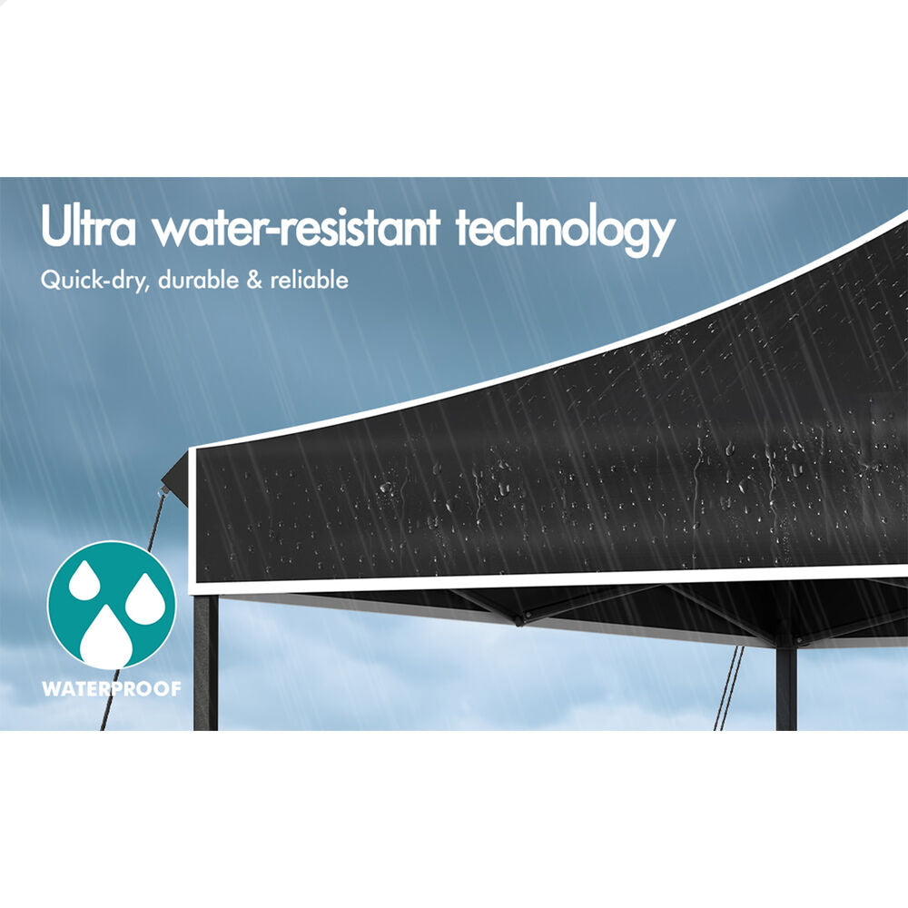 ALFORDSON Gazebo 6x3m Pop Up Marquee 600D Oxford Folding Outdoor Tent Black