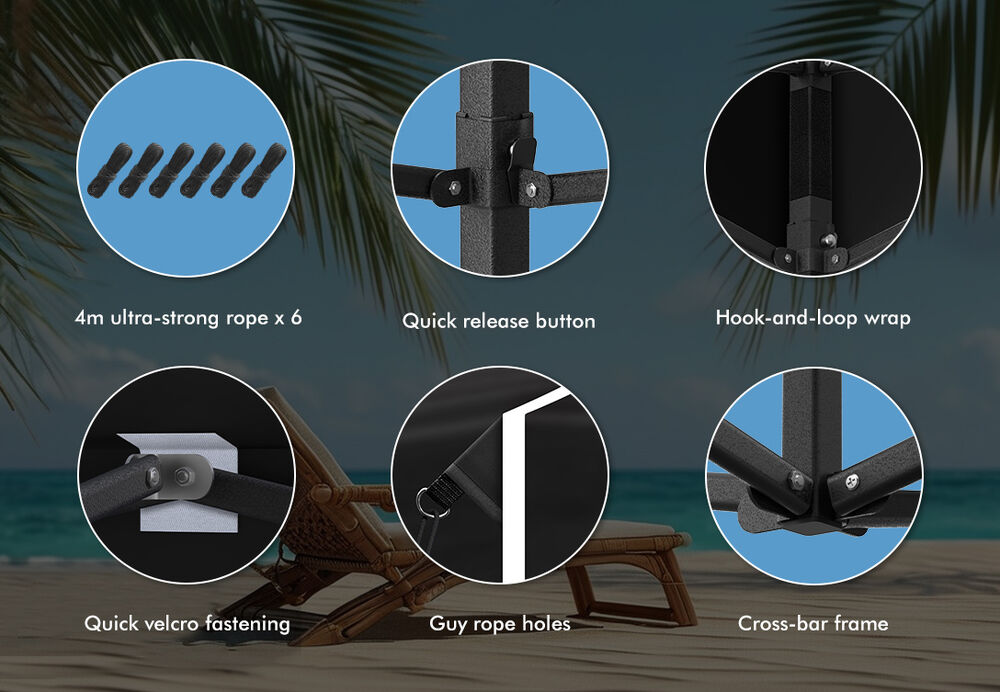 ALFORDSON Gazebo 6x3m Pop Up Marquee 600D Oxford Folding Outdoor Tent Black