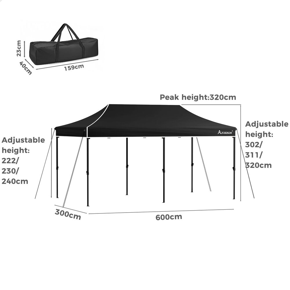 ALFORDSON Gazebo 3x6 Pop Up Tent Wedding Canopy Black