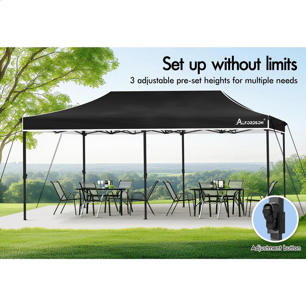 ALFORDSON Gazebo 3x6 Pop Up Tent Wedding Canopy Black