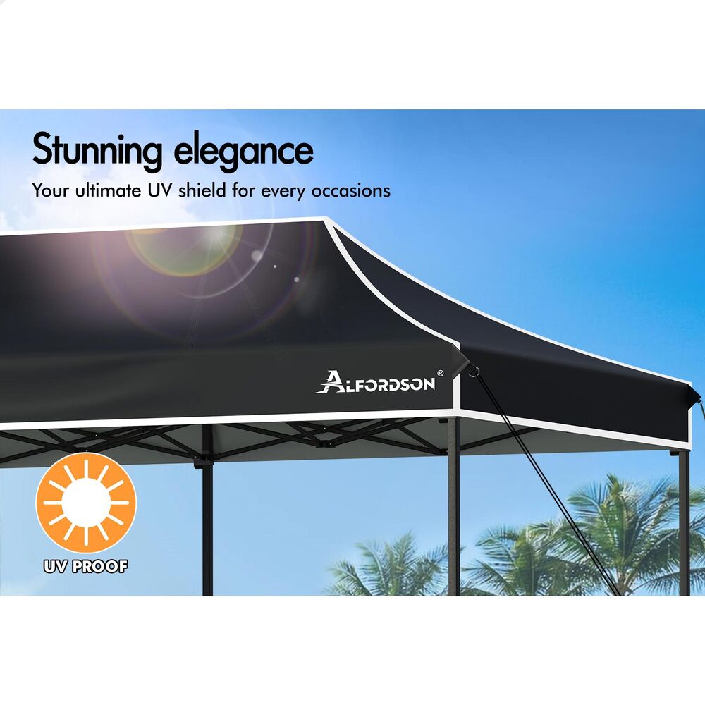 ALFORDSON Gazebo 3x6 Pop Up Tent Wedding Canopy Black